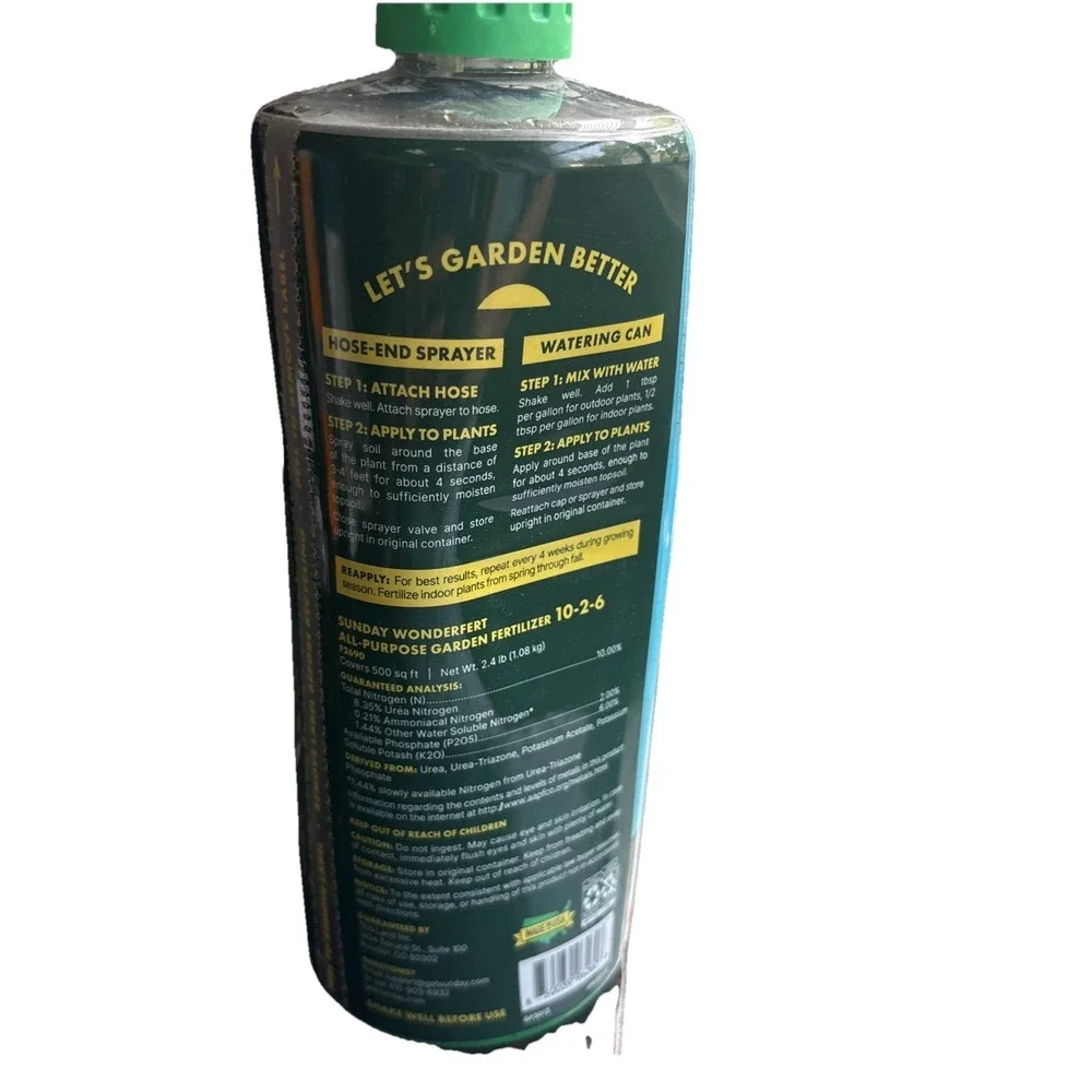 WonderFert All-Purpose Garden Nutrients, 32 oz, (10-2-6),Covers up to 500 Sq.ft.